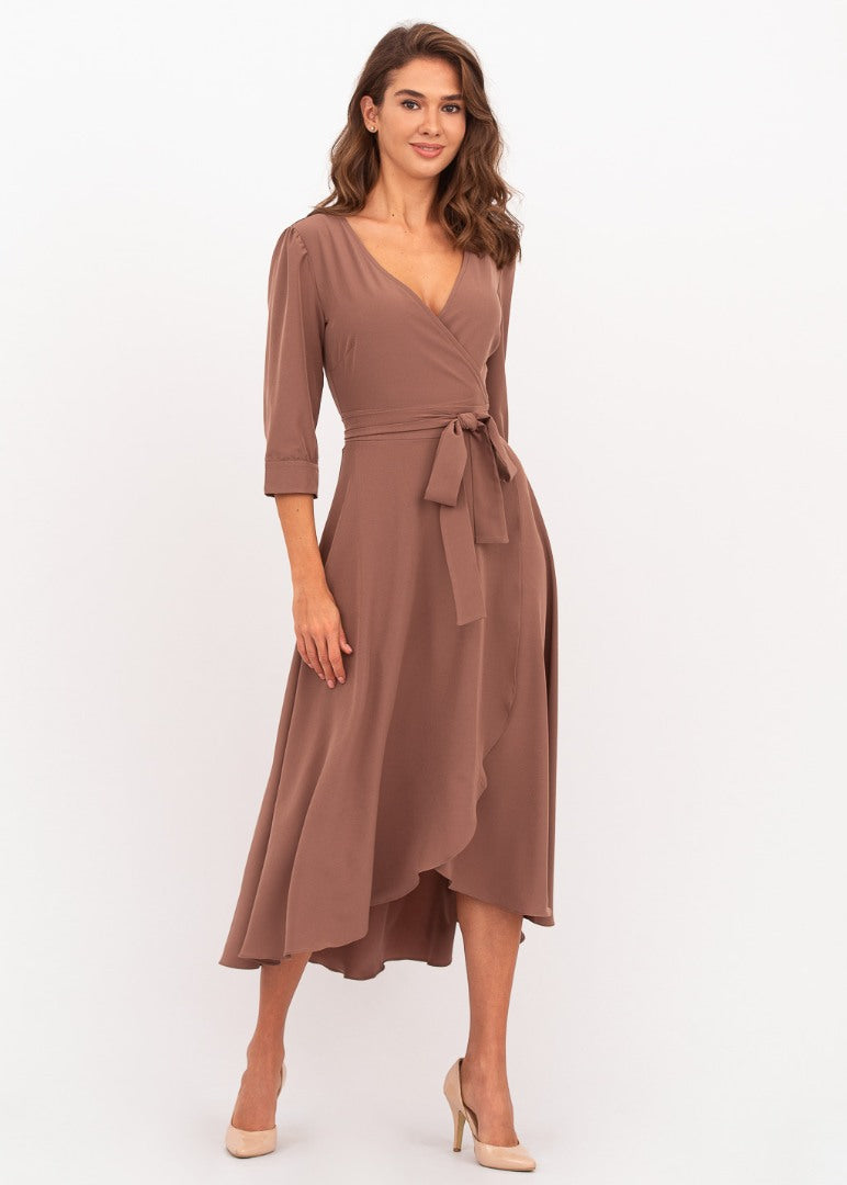 Brown wrap dress