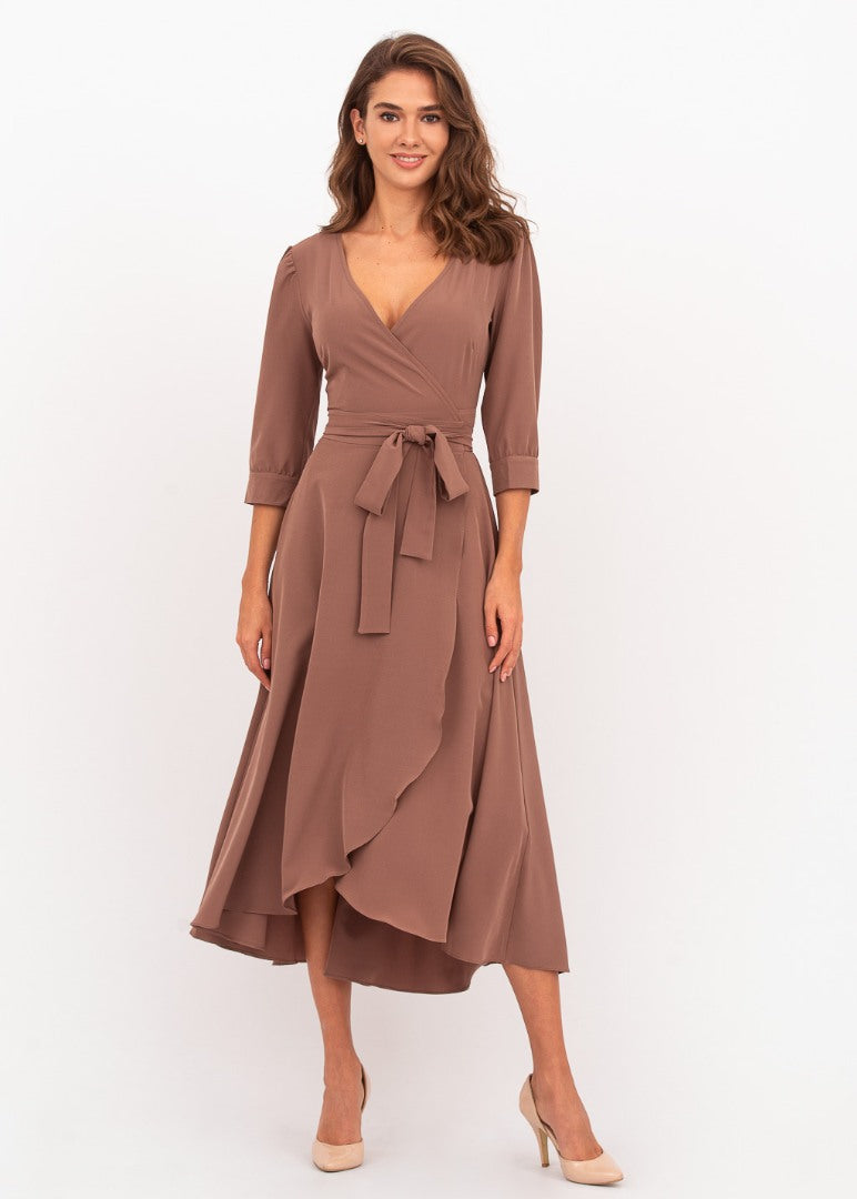 Brown wrap dress