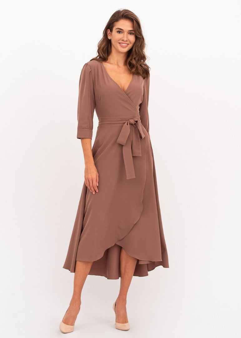 Brown wrap dress