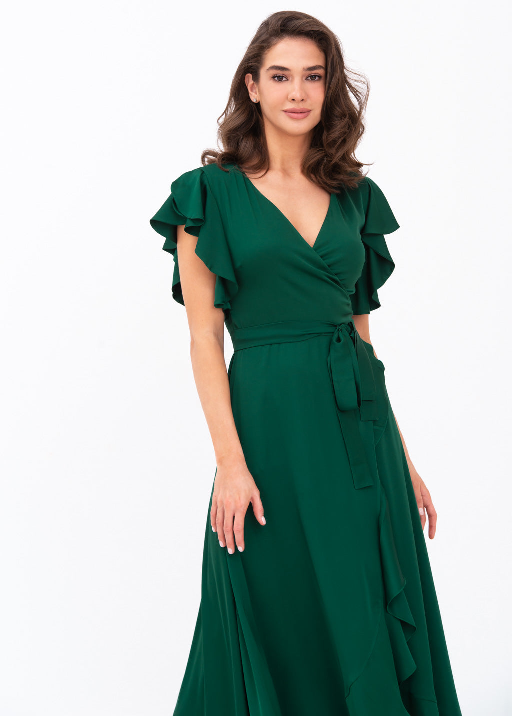 Dark green wrap dress