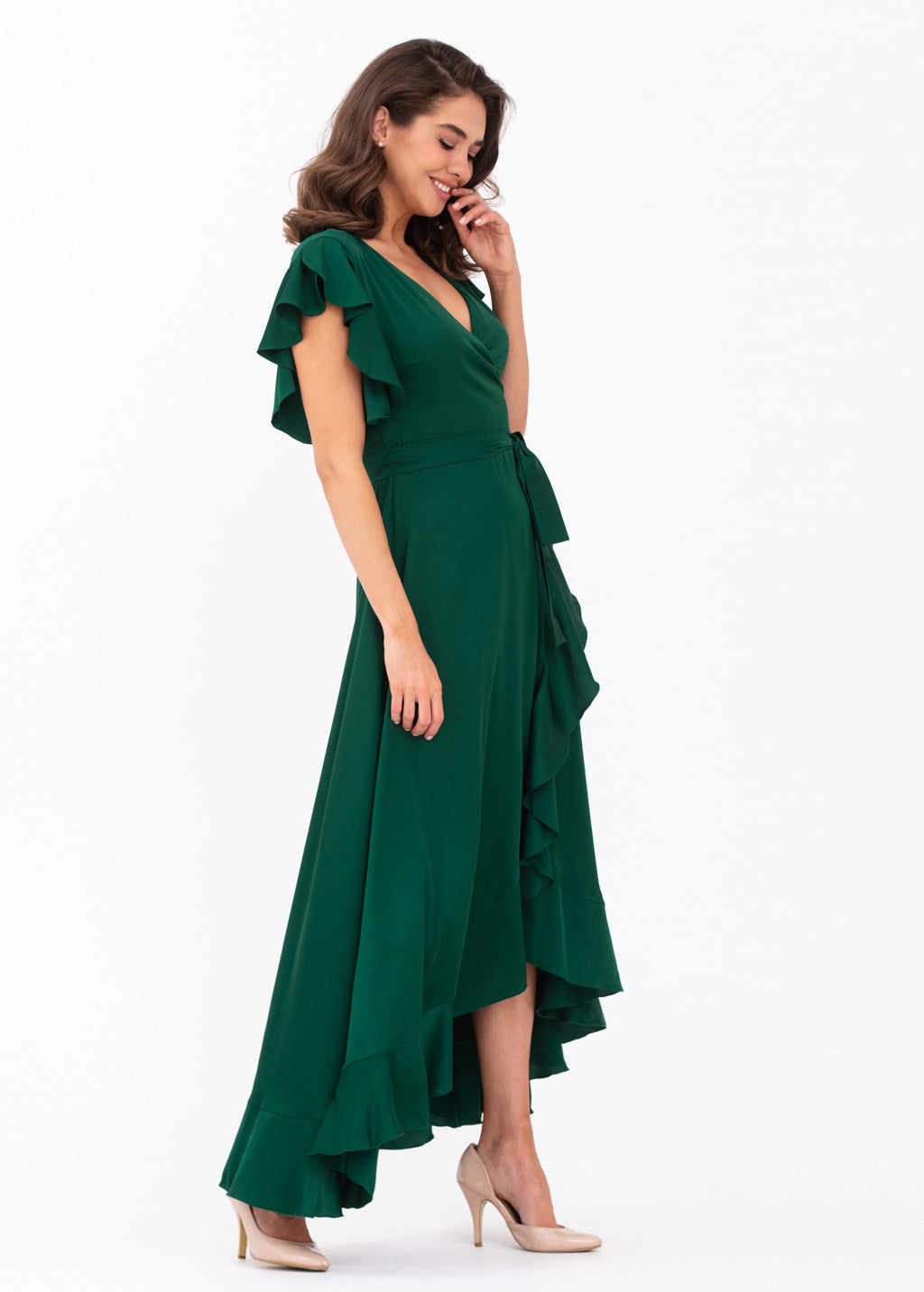 Dark green wrap dress