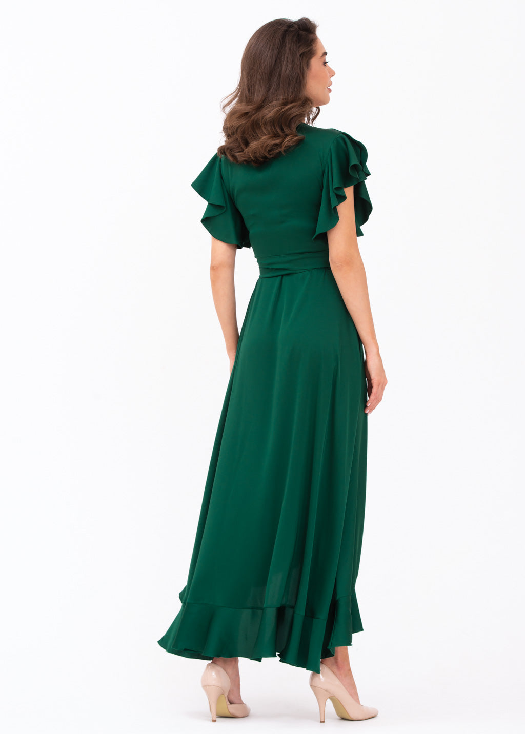 Dark green wrap dress