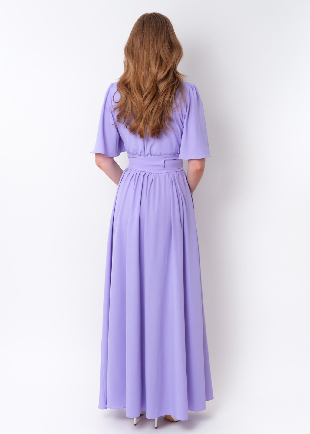 Light purple long dress with belt