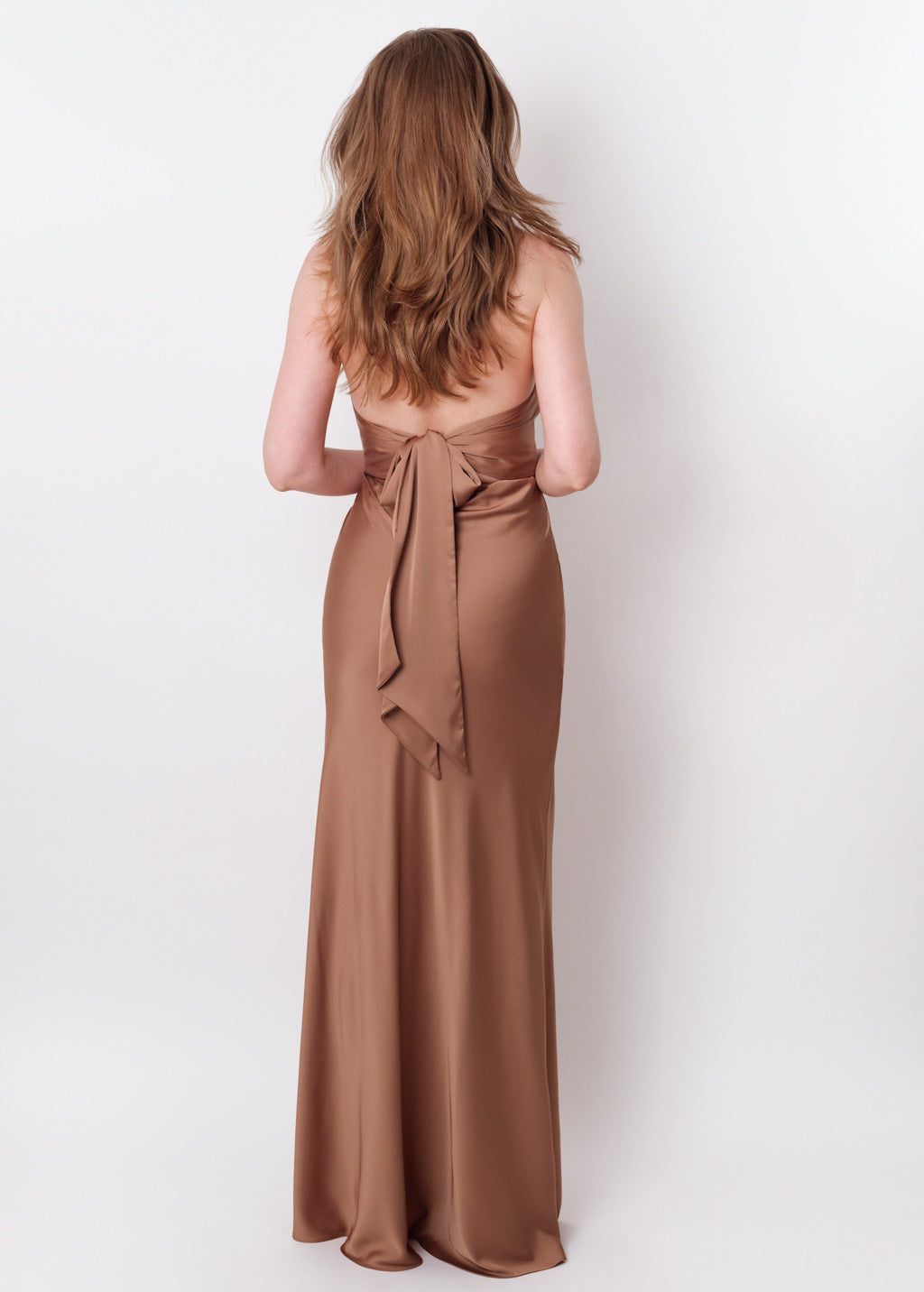 Cappuccino silk long halter dress