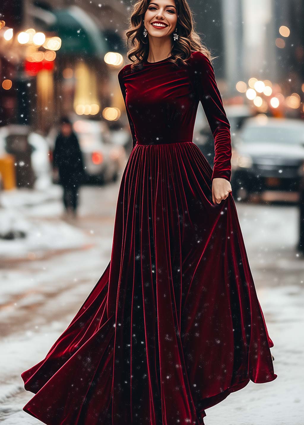 Burgundy long velvet dress