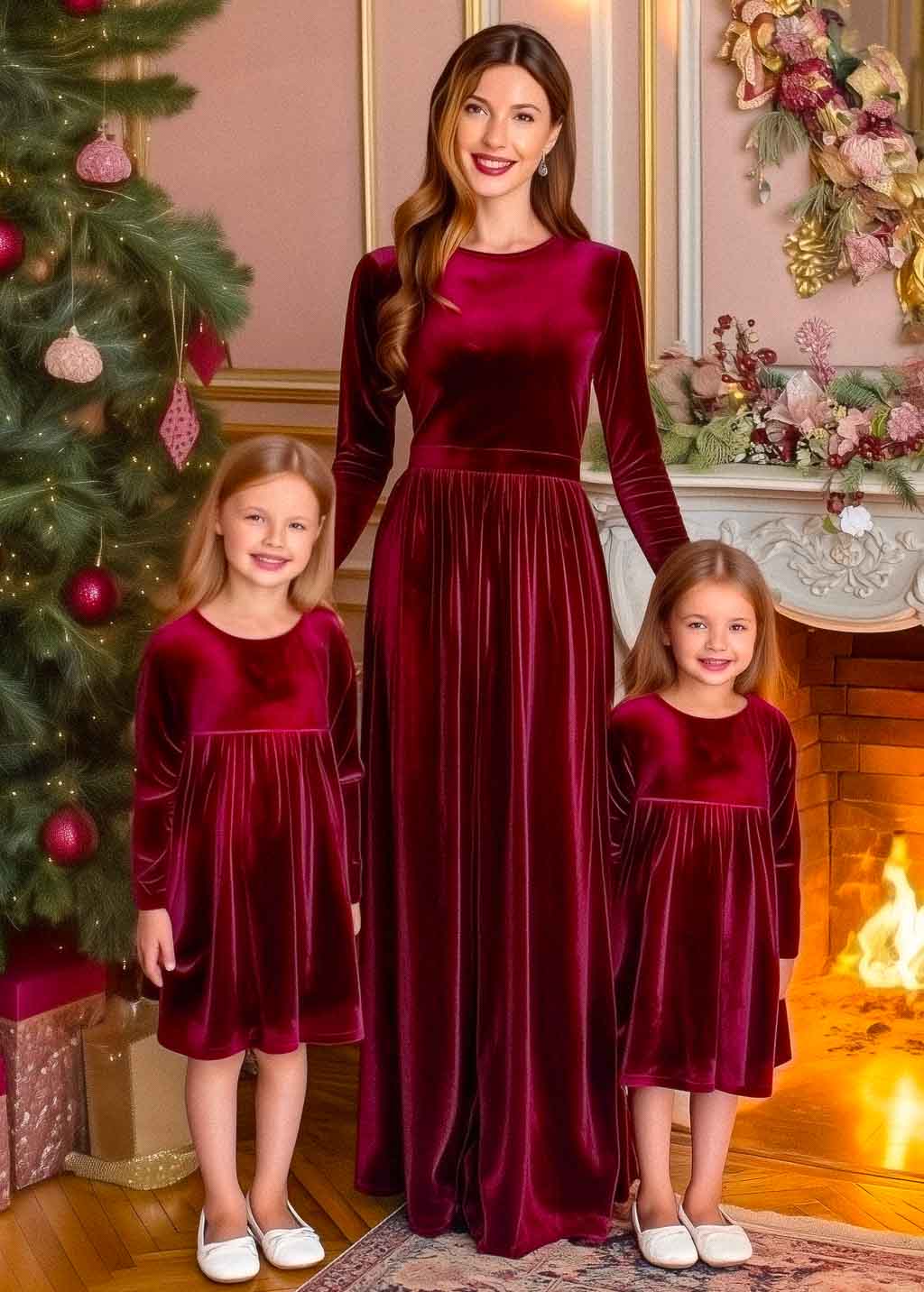 Burgundy girl velvet dresses