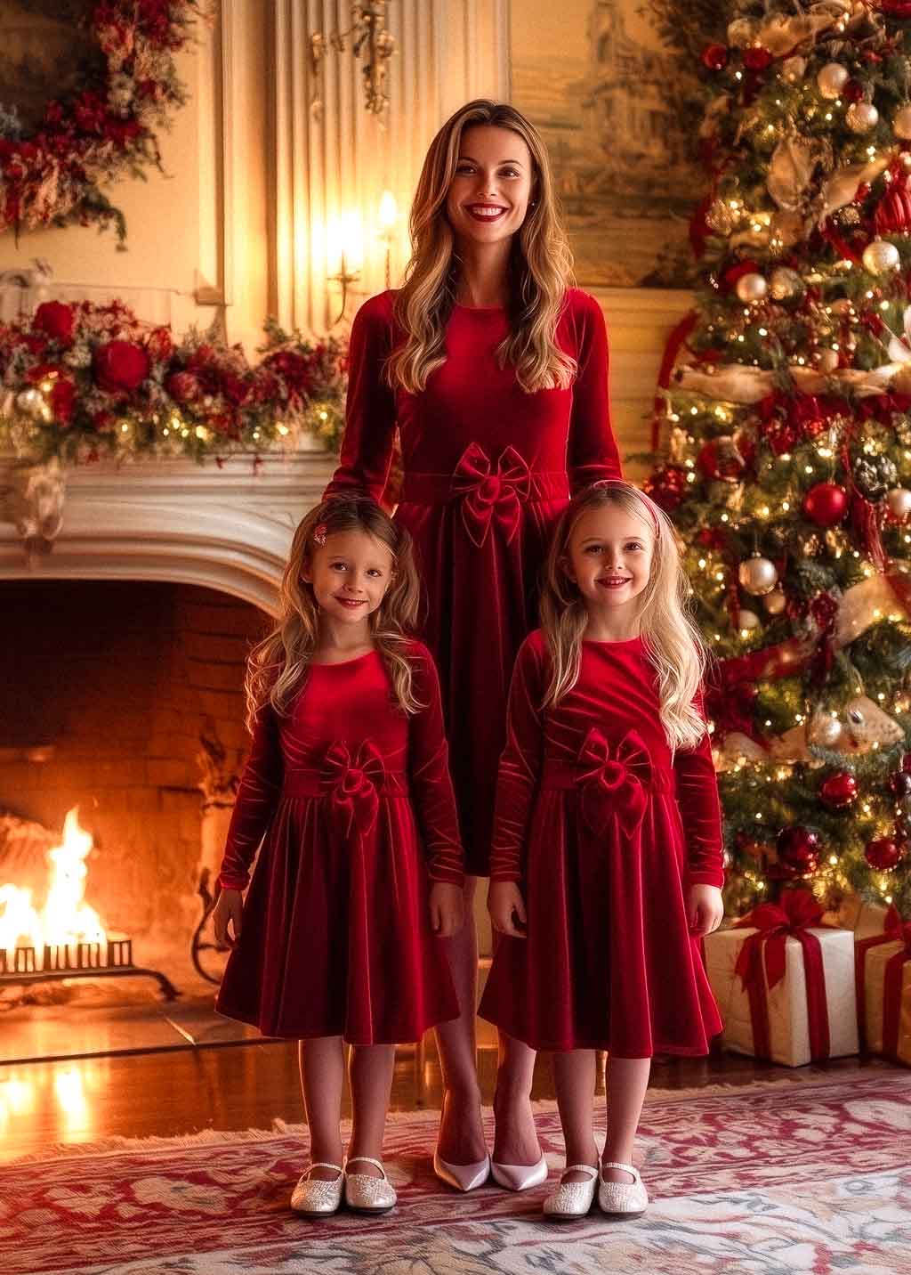 Mommy and me red velvet adult dress