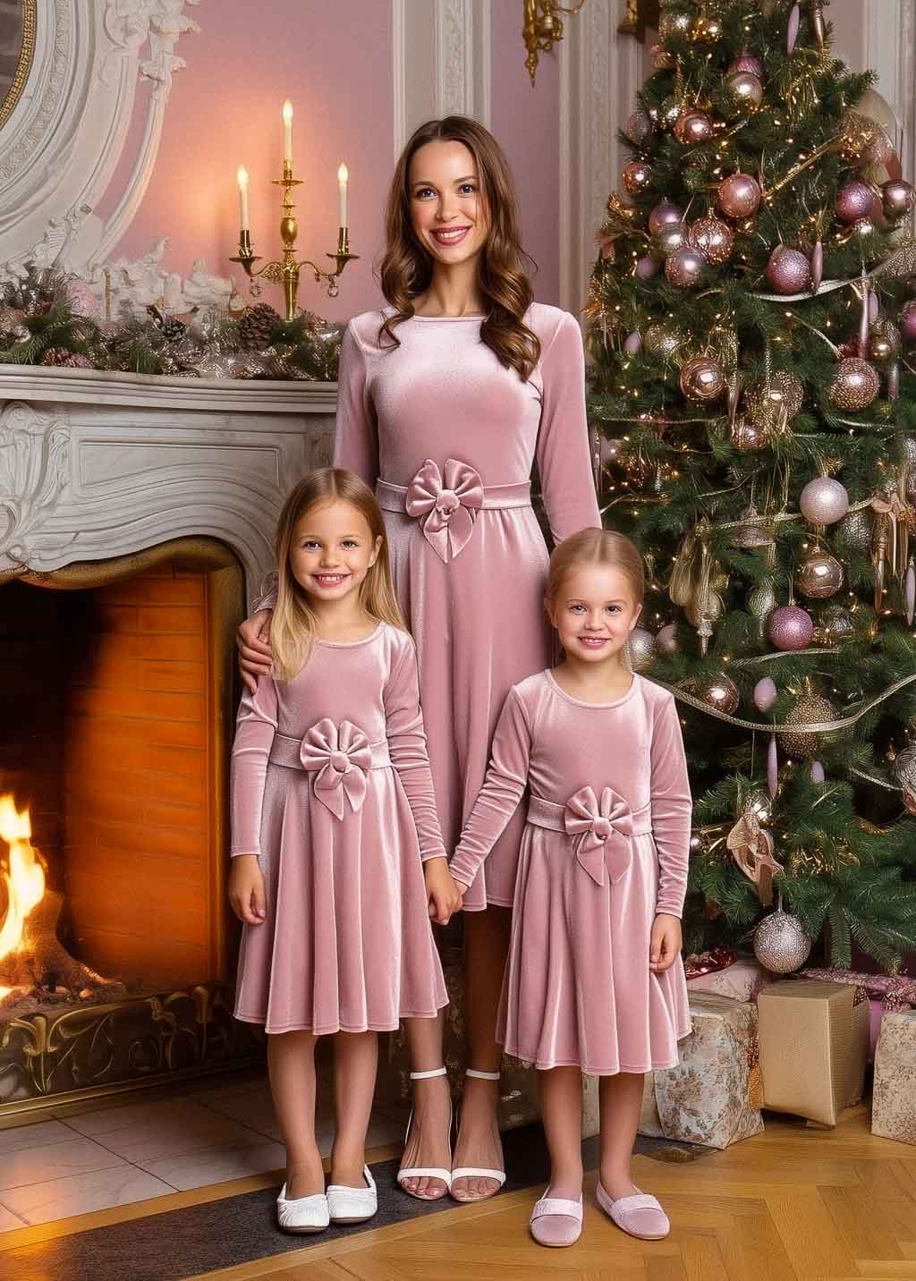 Mommy and me mauve velvet adult dress