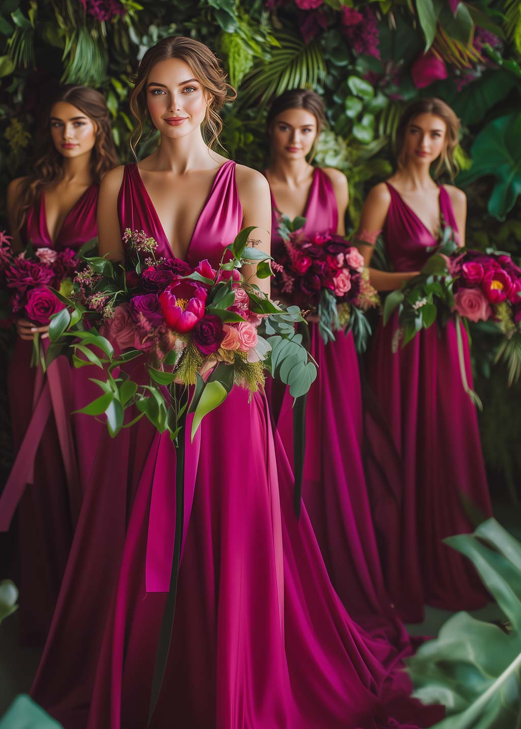 Fuchsia infinity long pleated dress