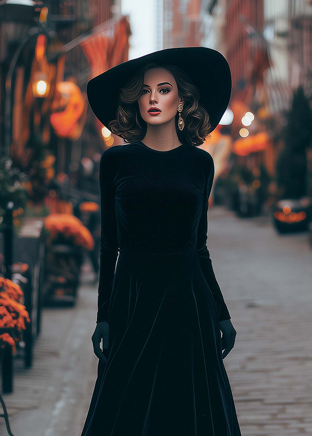 Black velvet Halloween dress
