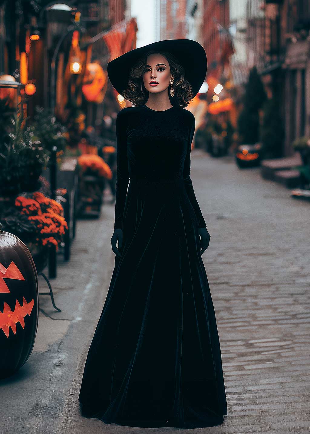 Black velvet Halloween dress