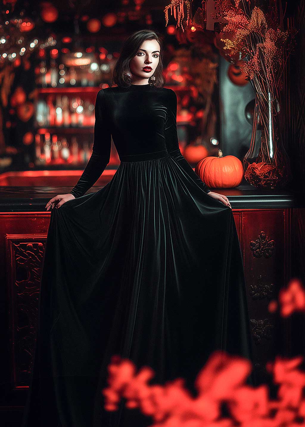 Gothic black velvet gown