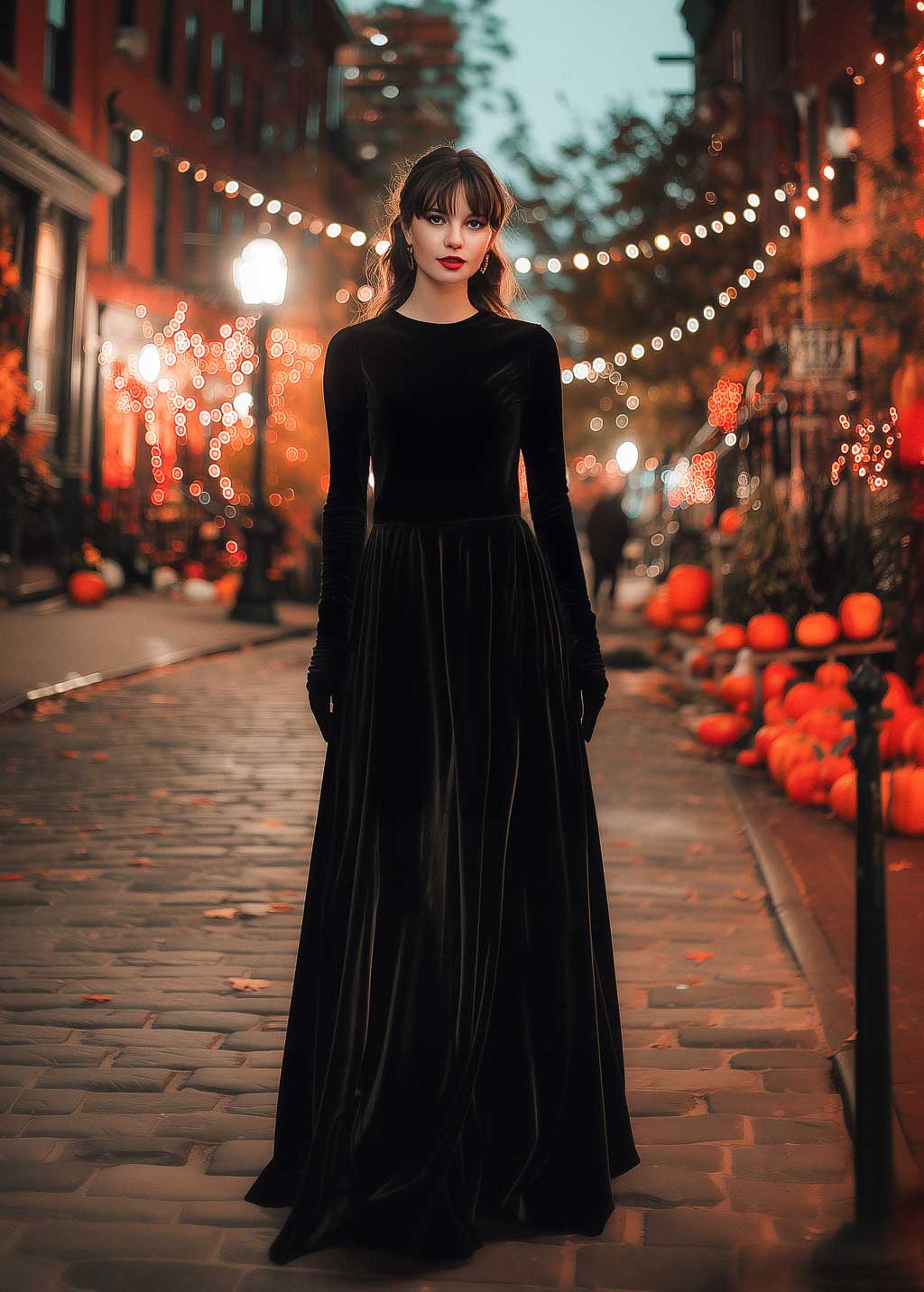 Spooky season formal velvet dress