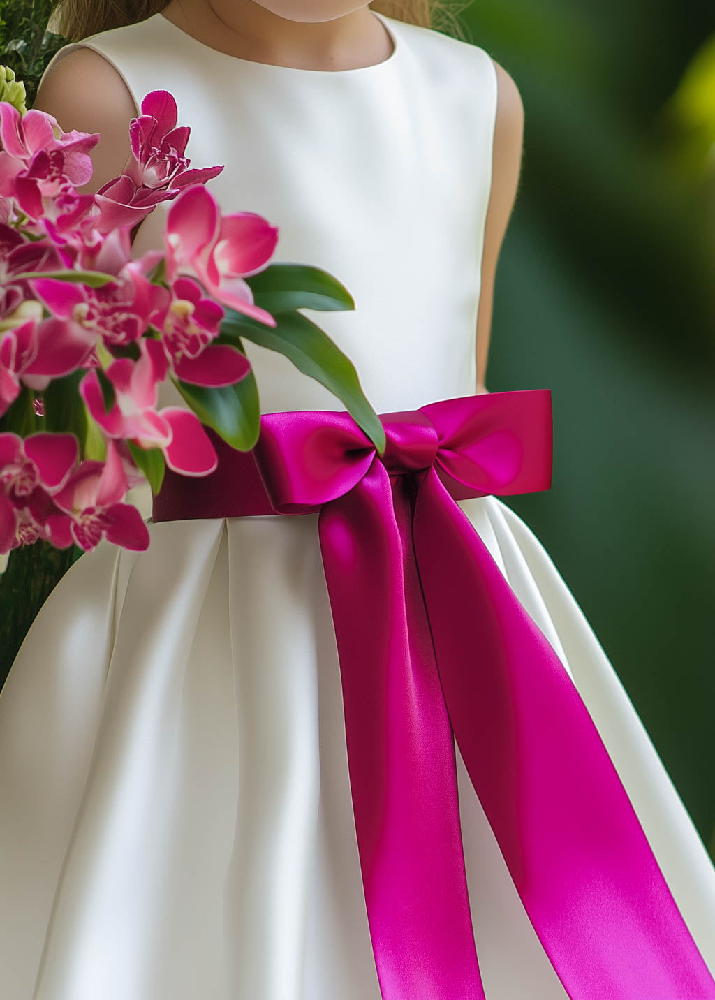 Silk sash belt matches perfectly the dress color