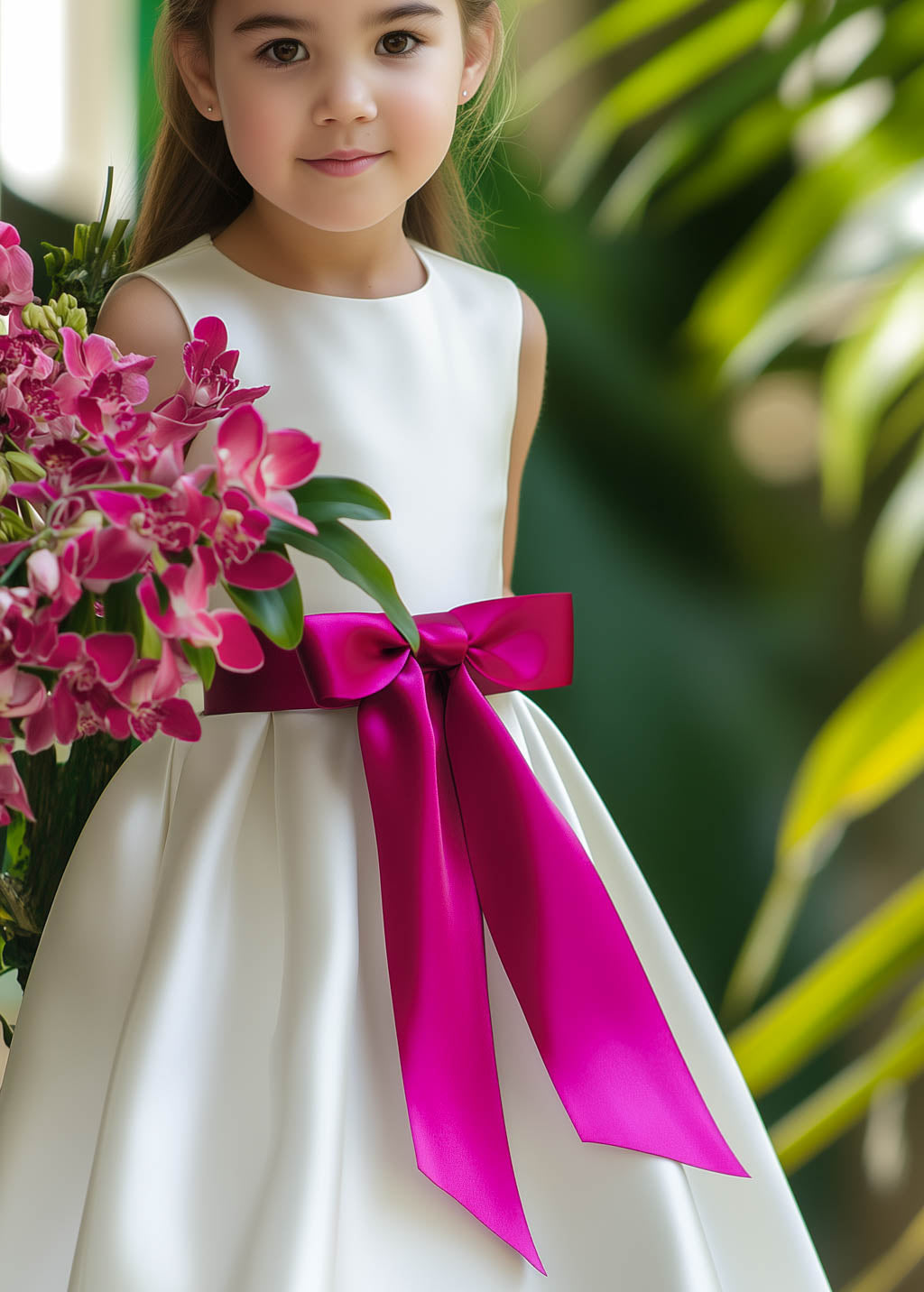 Silk sash belt matches perfectly the dress color