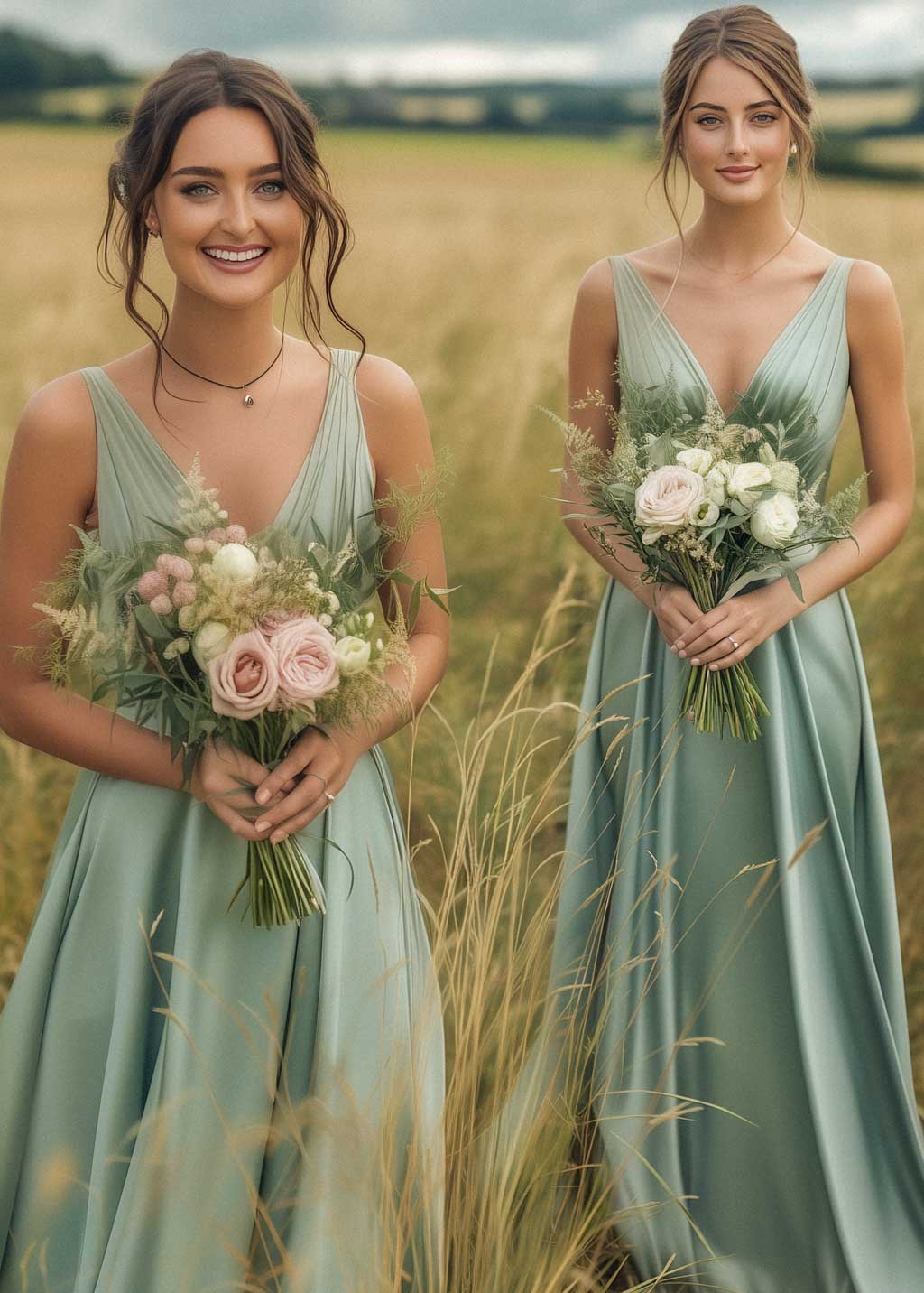 Sage green infinity long pleated dress