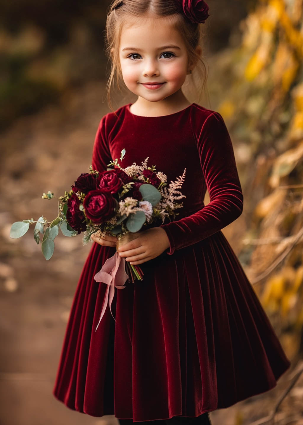 Velvet flower girl dress