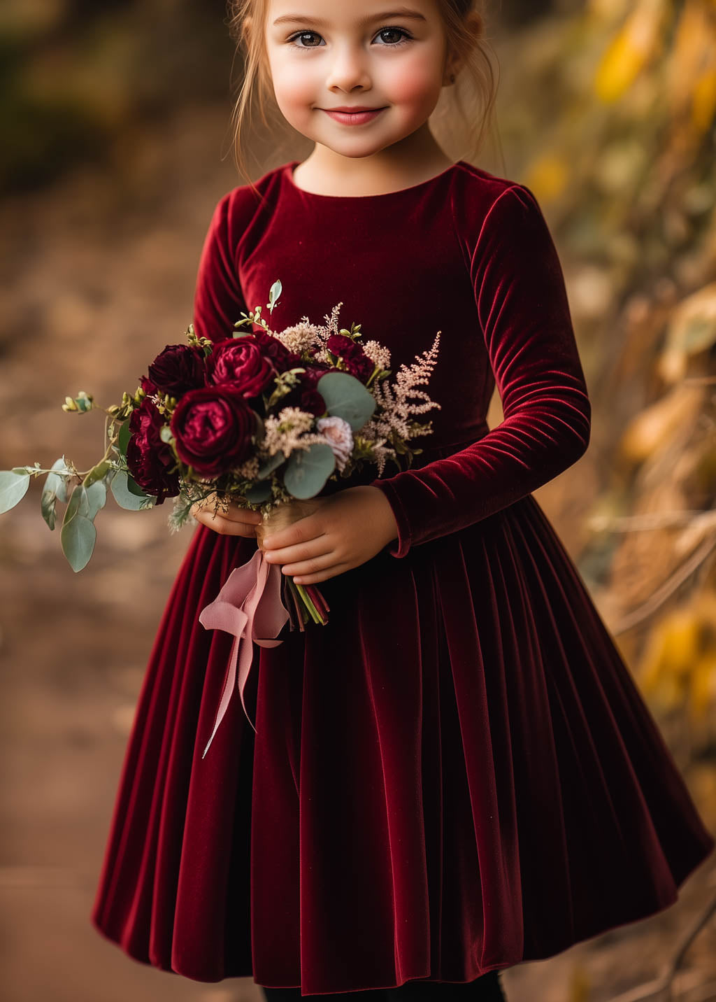 Velvet flower girl dress