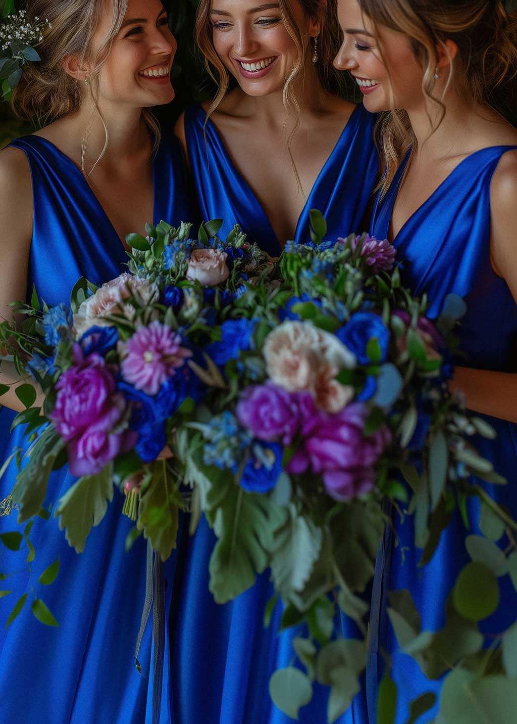 blue bridesmaid dresses with purple flowers Purple Bridesmaid Dress Inspiration