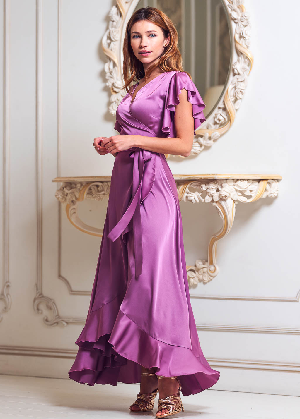 Pink fuchsia wrap dress