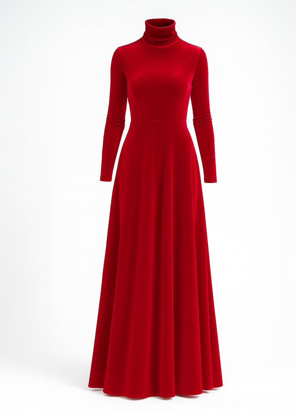 Red long winter velvet dress