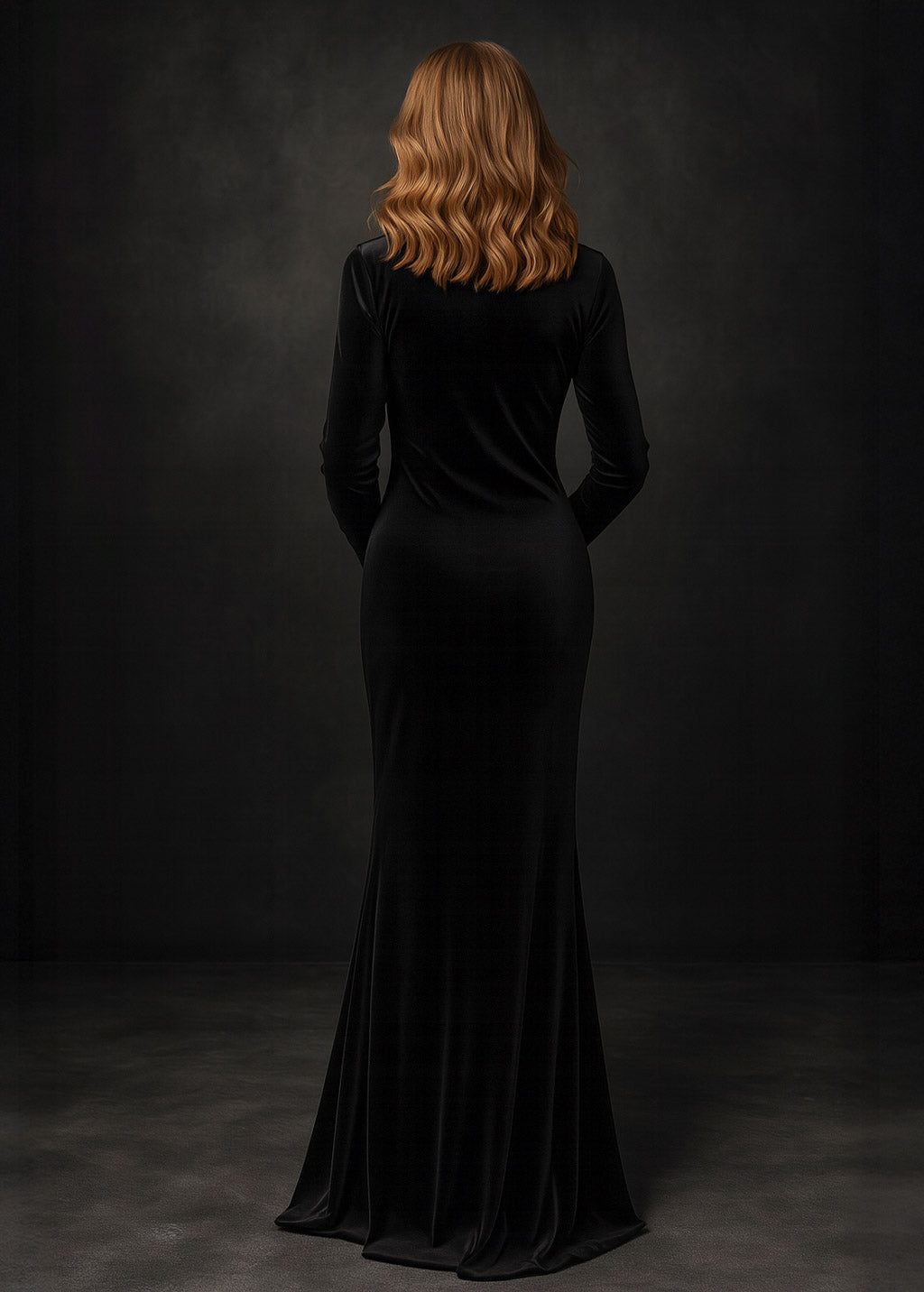 Halloween mermaid black velvet gown