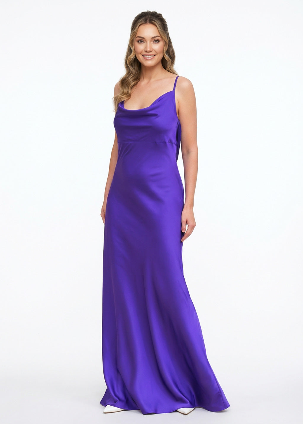 Purple silk open back dress