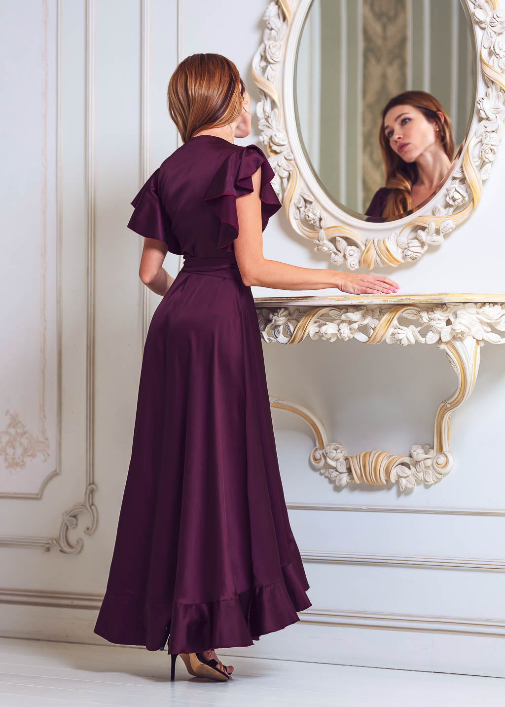 Dark burgundy wrap dress