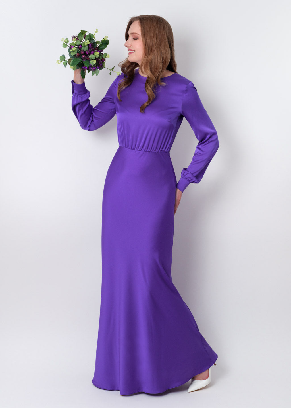 Purple silk long dress
