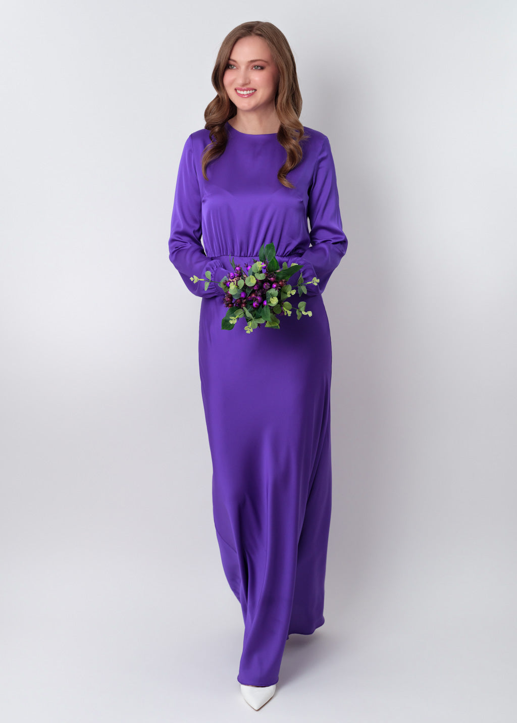 Purple silk long dress
