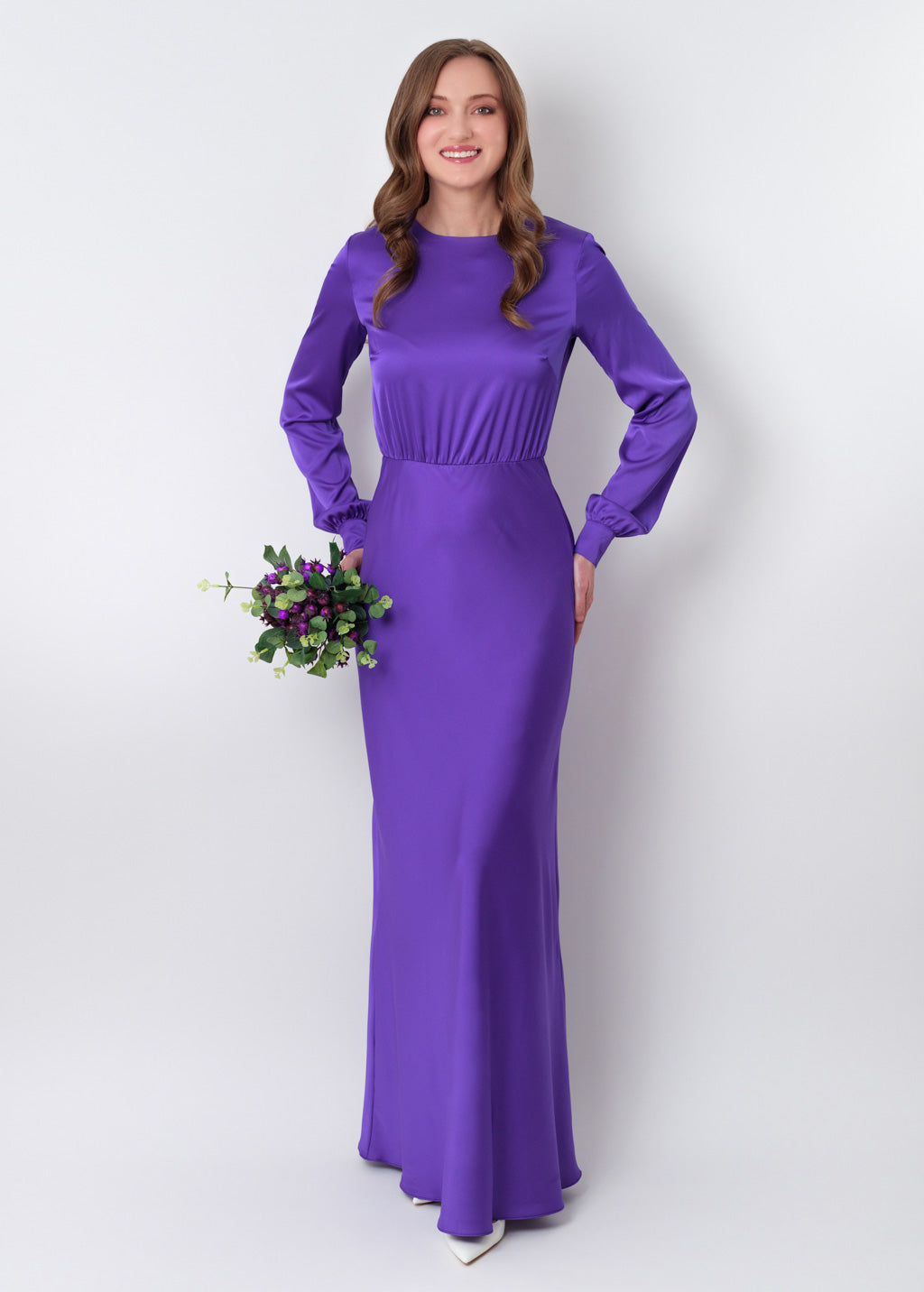 Purple silk long dress