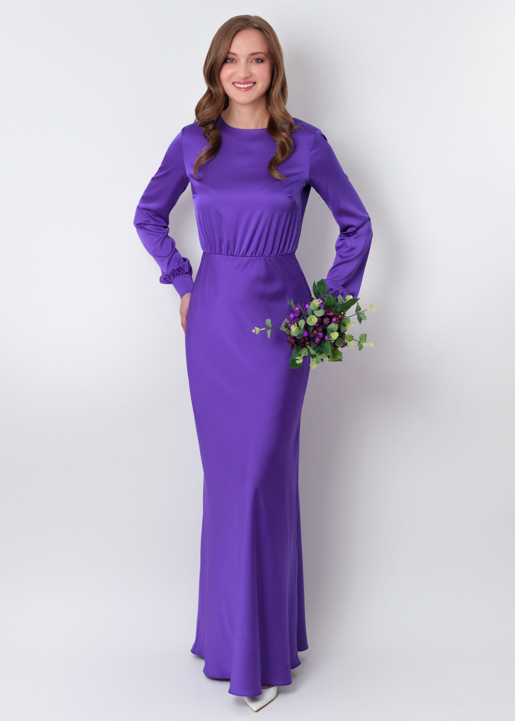 Purple silk long dress