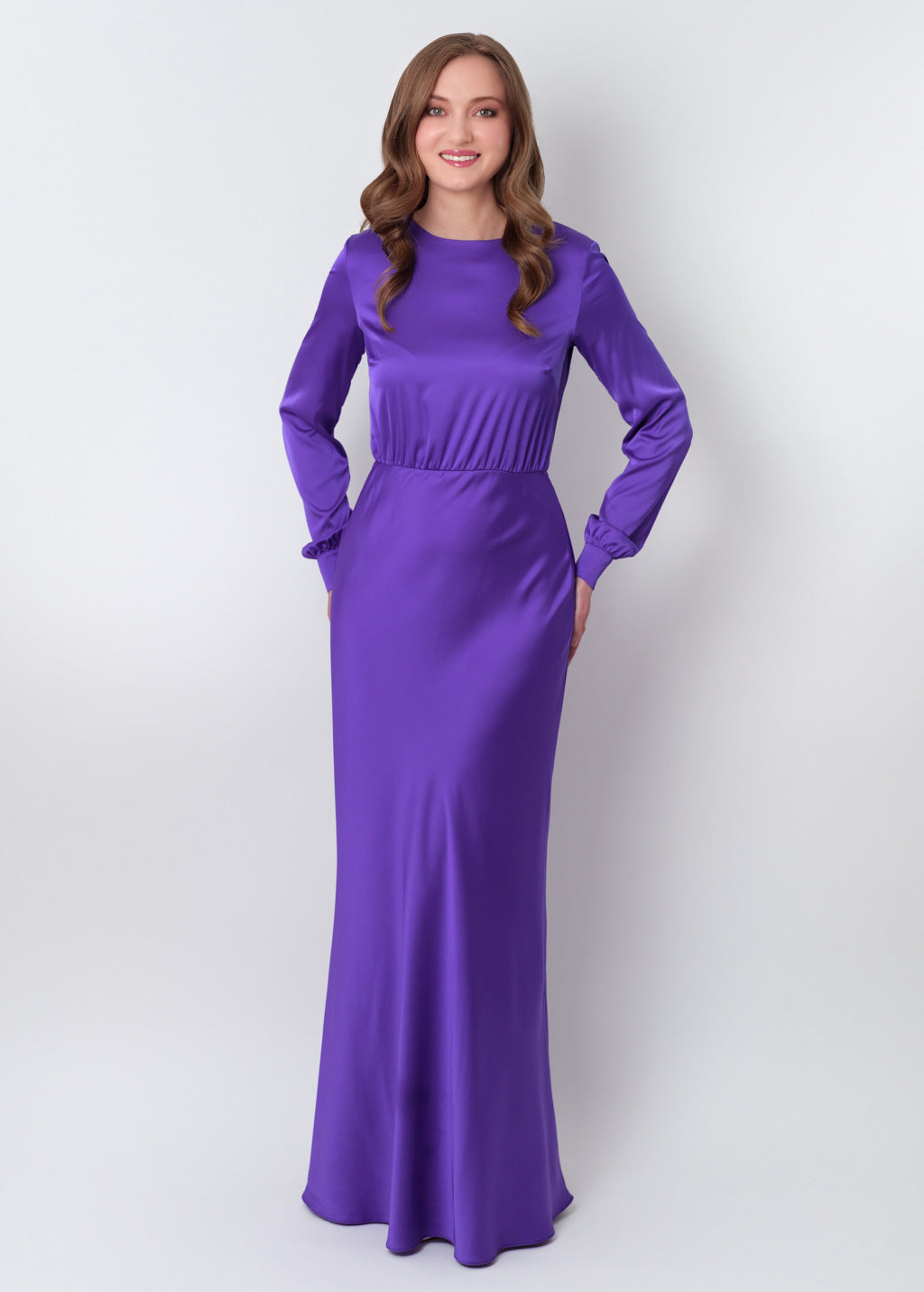 Purple silk long dress