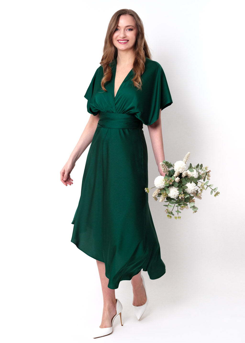 Dark green infinity asymmetric dress