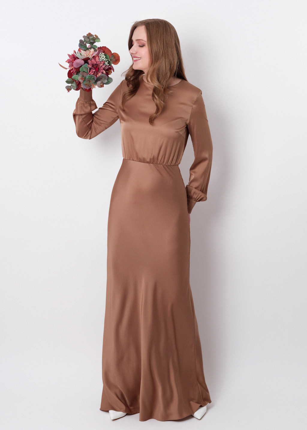 Cappuccino silk long dress