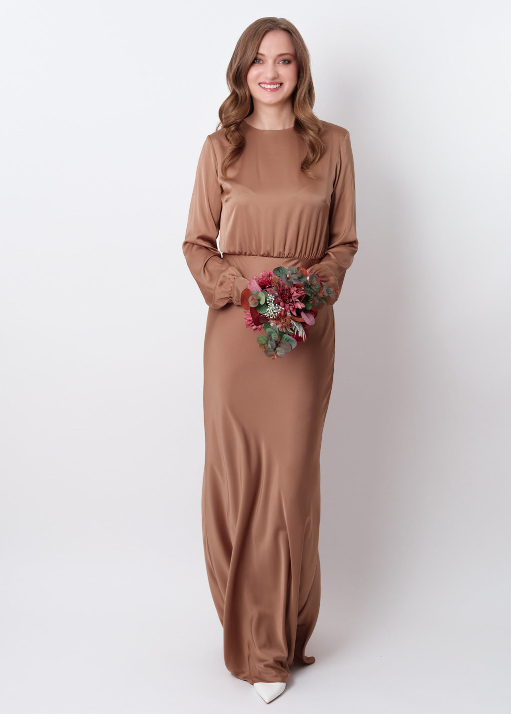 Cappuccino silk long dress