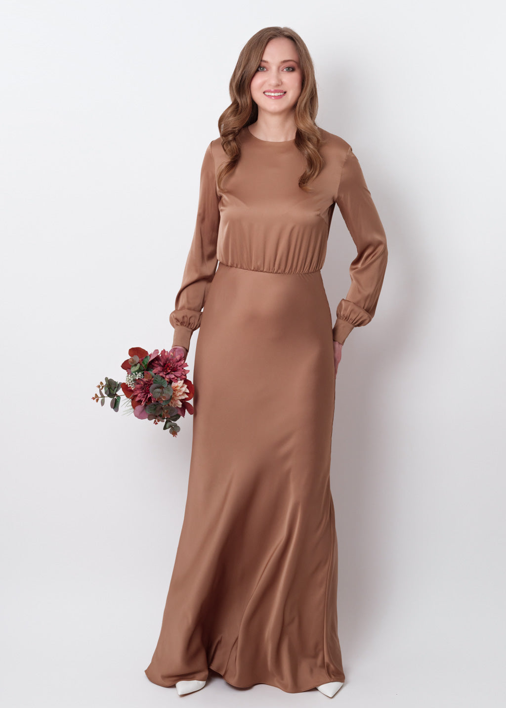 Cappuccino silk long dress