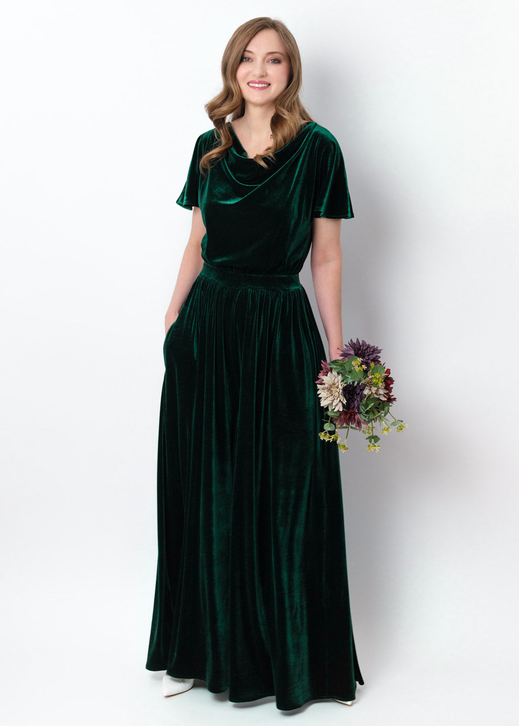 Emerald green velvet jumpsuit