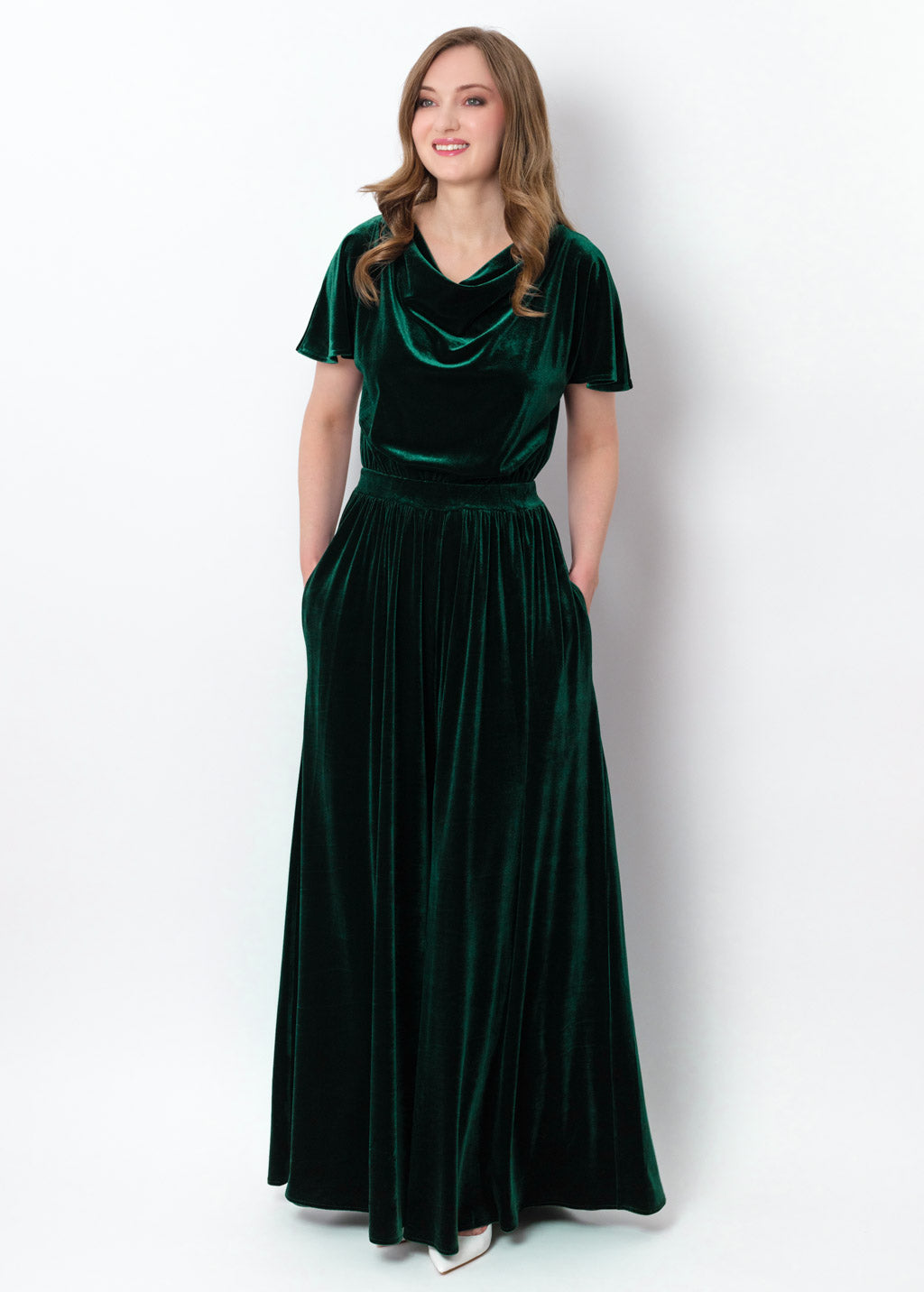 Emerald green velvet jumpsuit