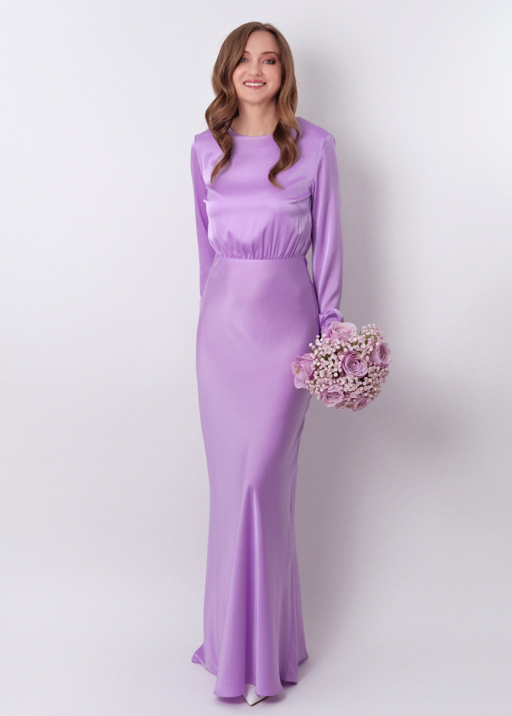 Lilac silk long dress