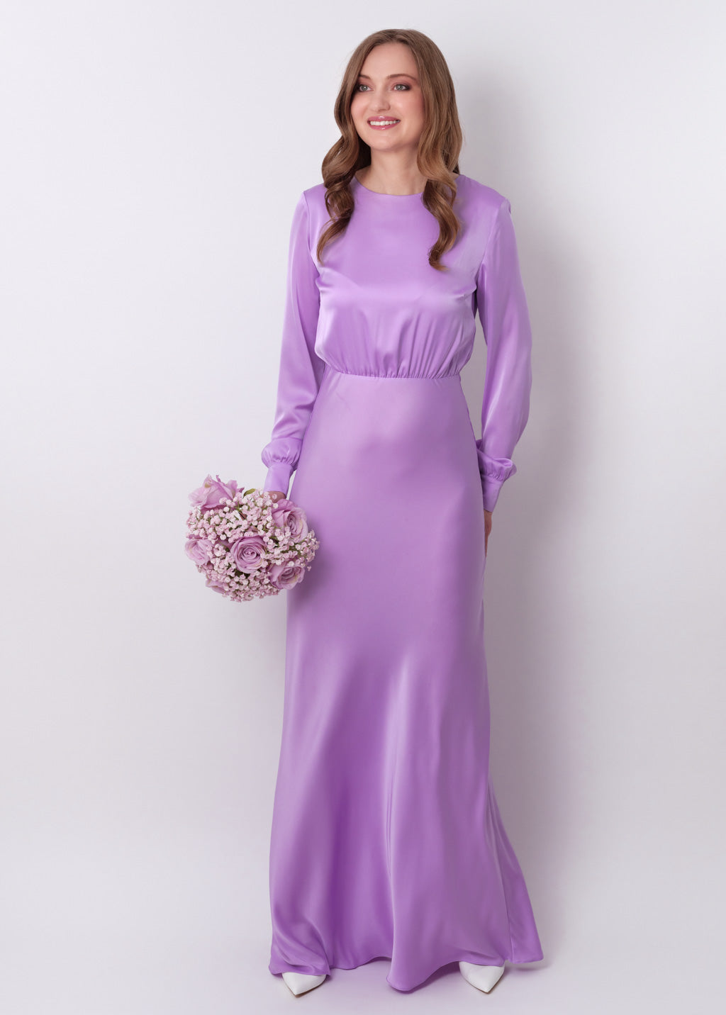Lilac silk long dress