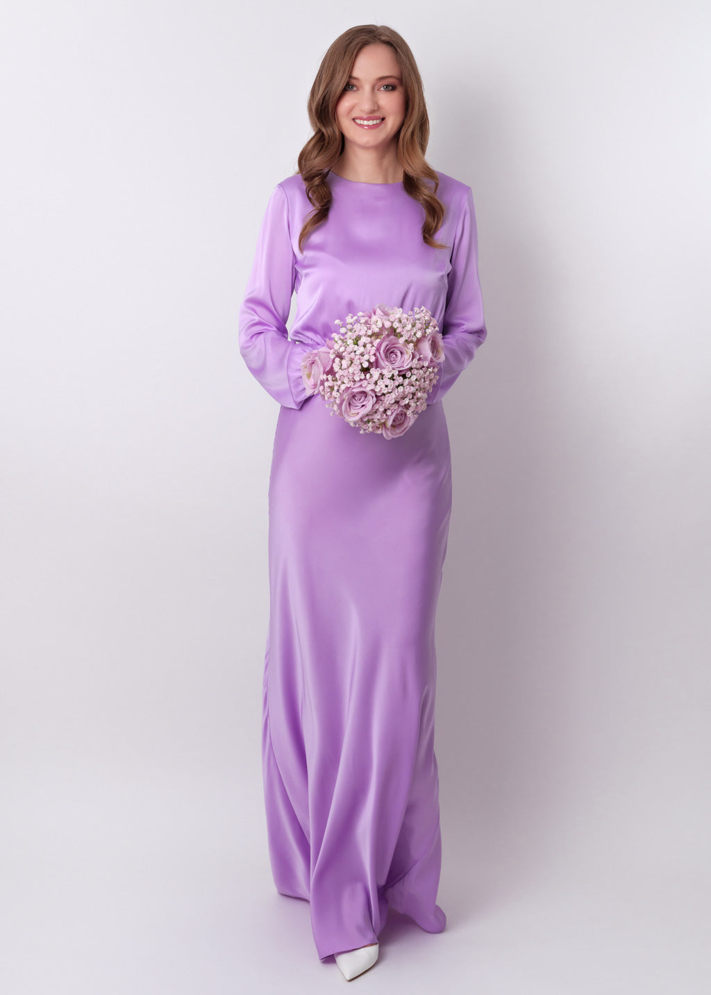 Lilac silk long dress