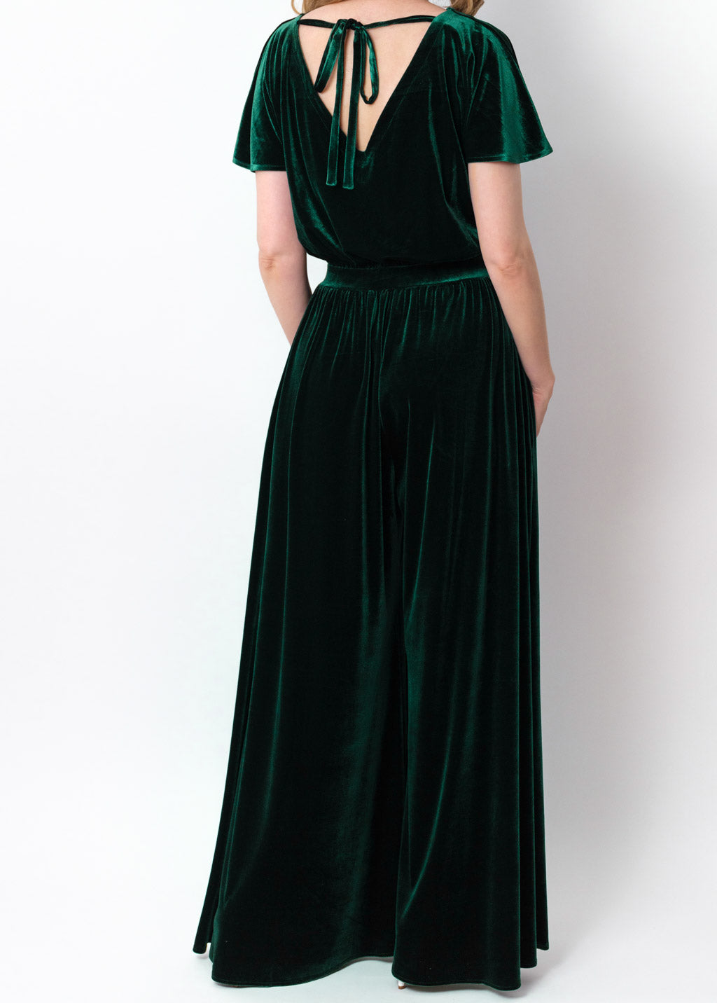 Emerald green velvet jumpsuit
