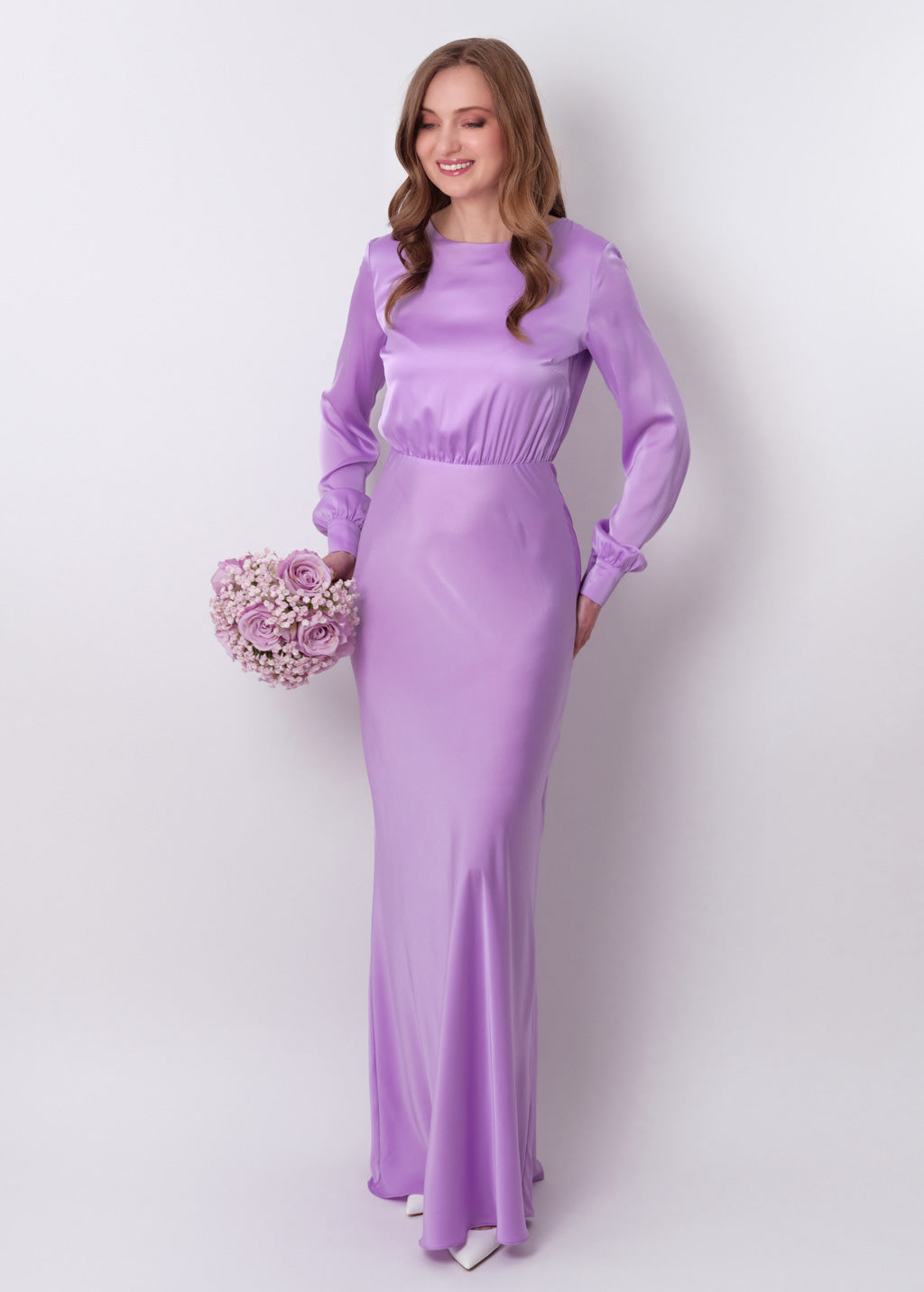 Lilac silk long dress