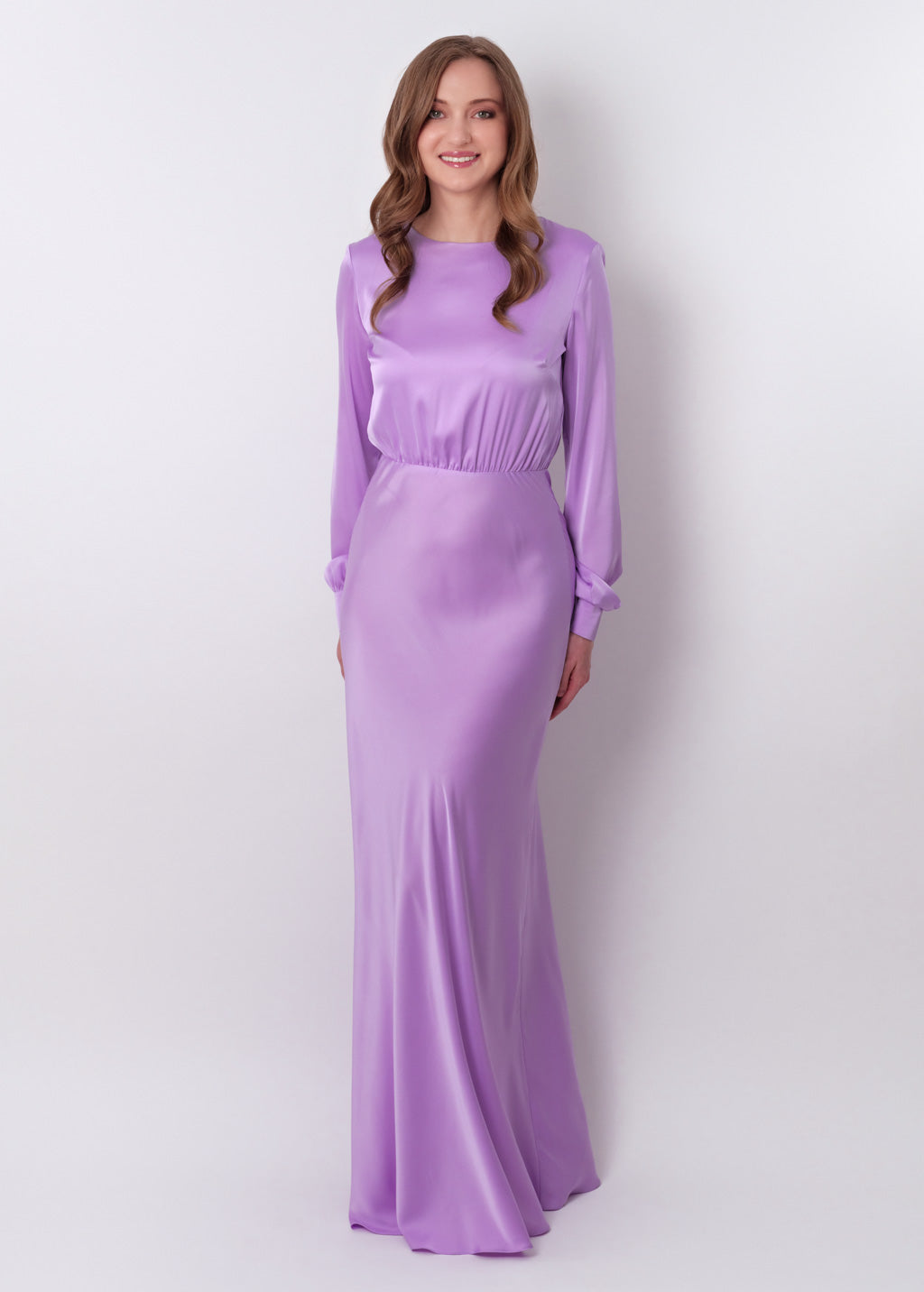 Lilac silk long dress
