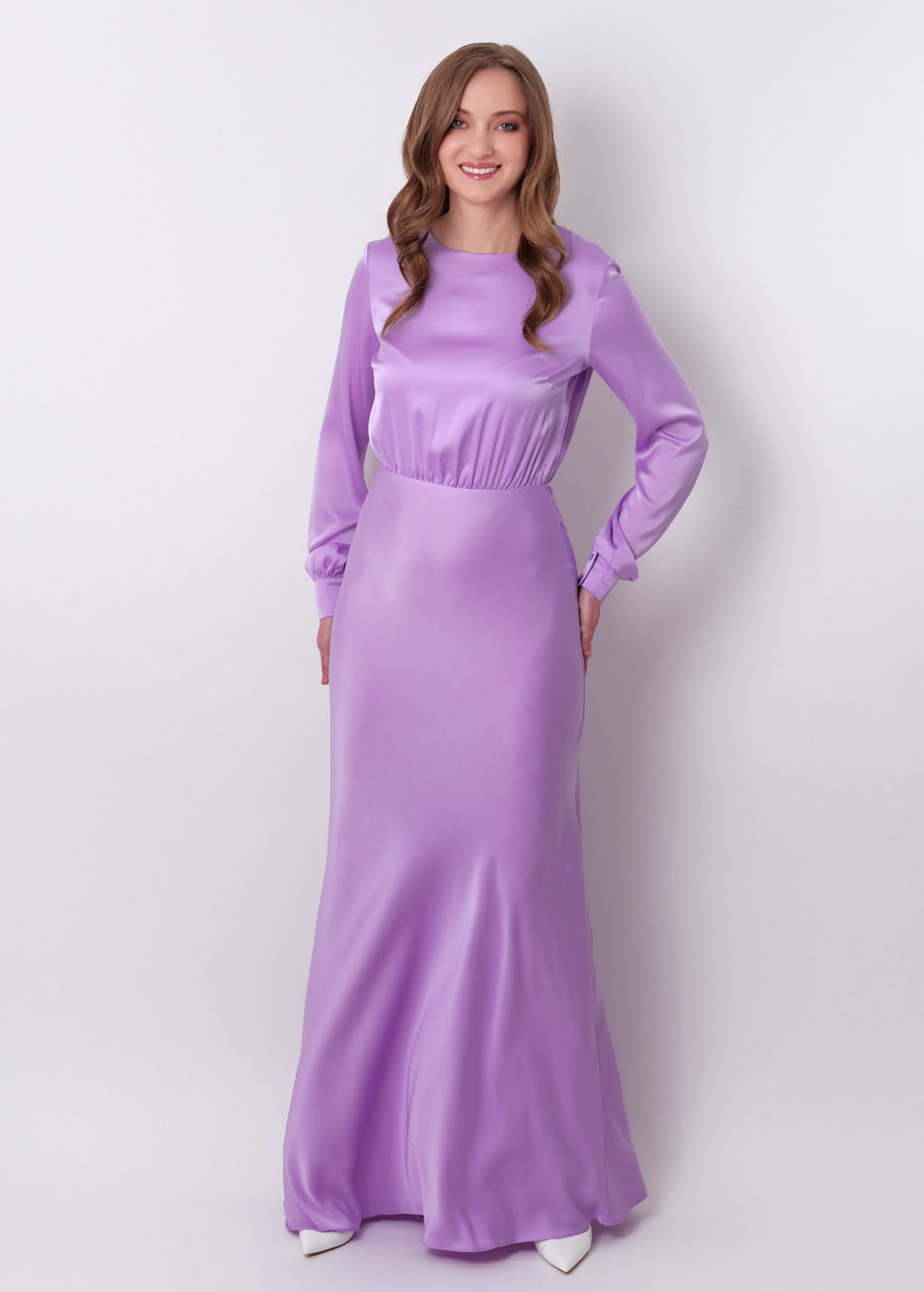 Lilac silk long dress
