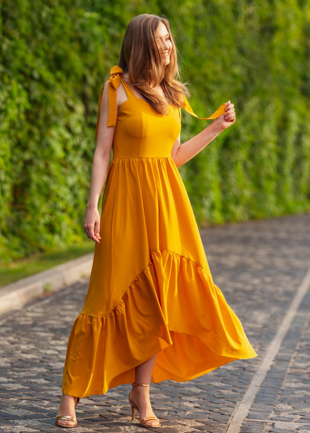 Honey yellow boho long summer dress