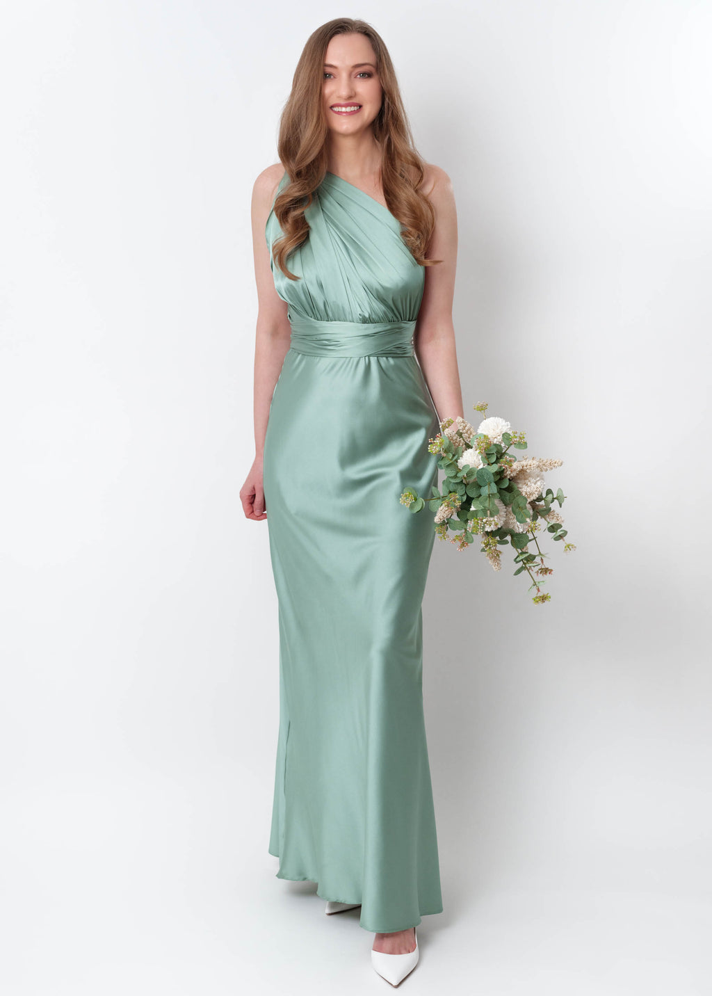 Sage Green Infinity Silk Bridesmaid Dress, Bridal Party Attire, Wedding Guest Dress ENME.ME Sage Green Infinity Silk Bridesmaid Dress, Bridal Party Attire, Wedding Guest Dress ENME.ME