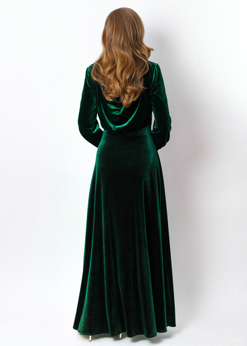 Velvet winter dress in emerald green