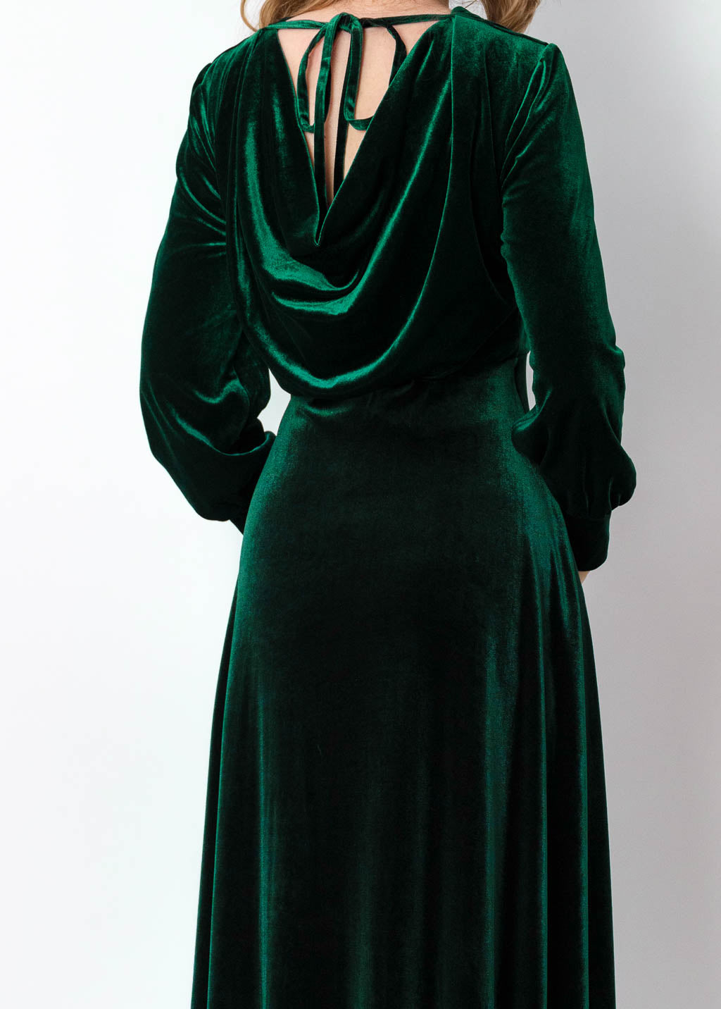 Velvet winter dress in emerald green